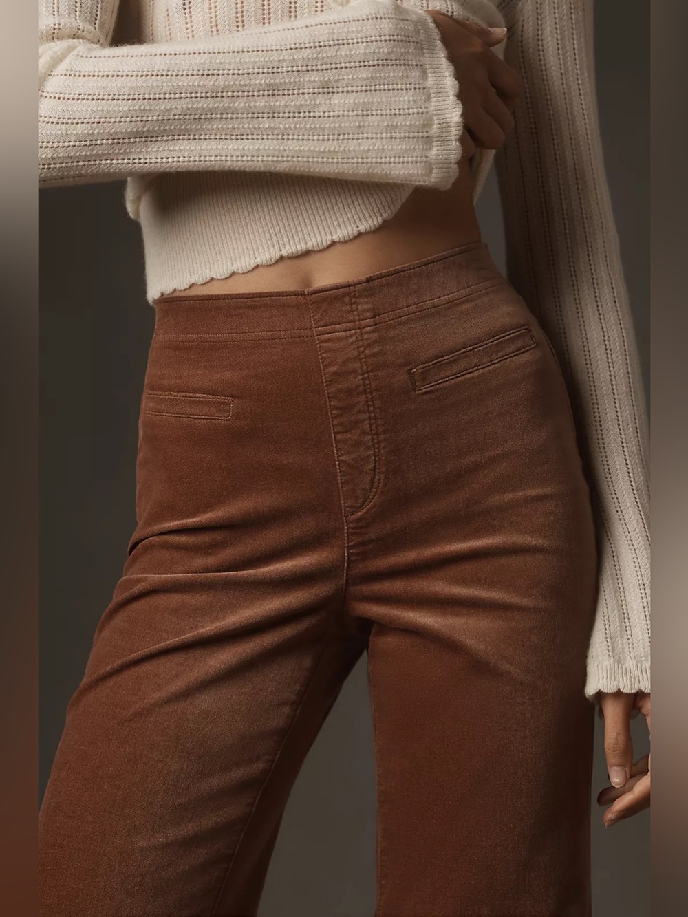 Anthropologie Pilcro Velvet Pull-On Mid-Rise Retro Flare Jeans - Picture 3 of 5